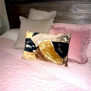 Velvet pillow print with black tans and browns